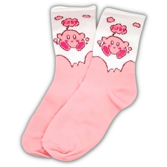 Nintendo Accessories - Nintendo Kirby in the Clouds Socks O/S Pink & White